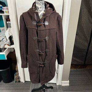Schott NYC mid-thigh length hooded duffle coat brown